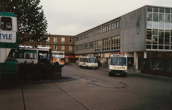 Stevenage Bus Station in the town square, 1988.