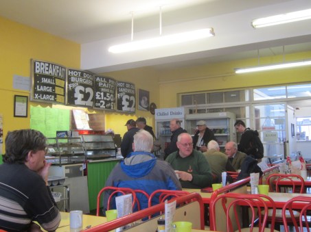 Proper dinners and tea in REAL mugs at the Winchester Bus Station cafe, 2015. 