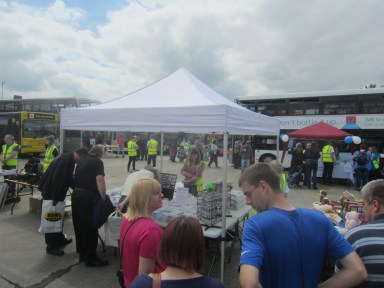 The Junction Ten gazebo with Gina in charge.