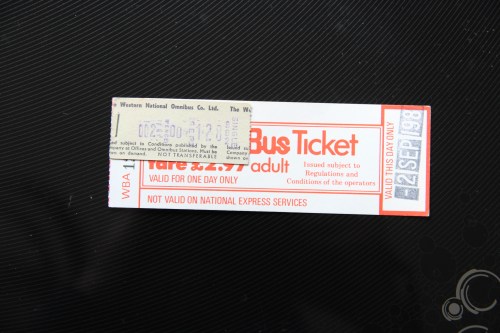 A 'Wanderbus' ticket from 2nd September 1982 purchased from Devon General in Paignton for a trip via Buckfastleigh and Plymouth to Saltash. The attached ticket is where I had to pay for a 2p day return (even though it's printed as 'single') as a 1p each-way supplementary fare to cover the Tamar Bridge tolls into and out from Cornwall! 