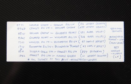 The journey, including timings as recorded on the back of the ticket.
